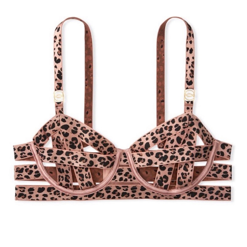 🩷 VICTORIAS SECRET 🩷 Cutout Elastic Bandage Leopard Bra - 34C NEW with Tags!